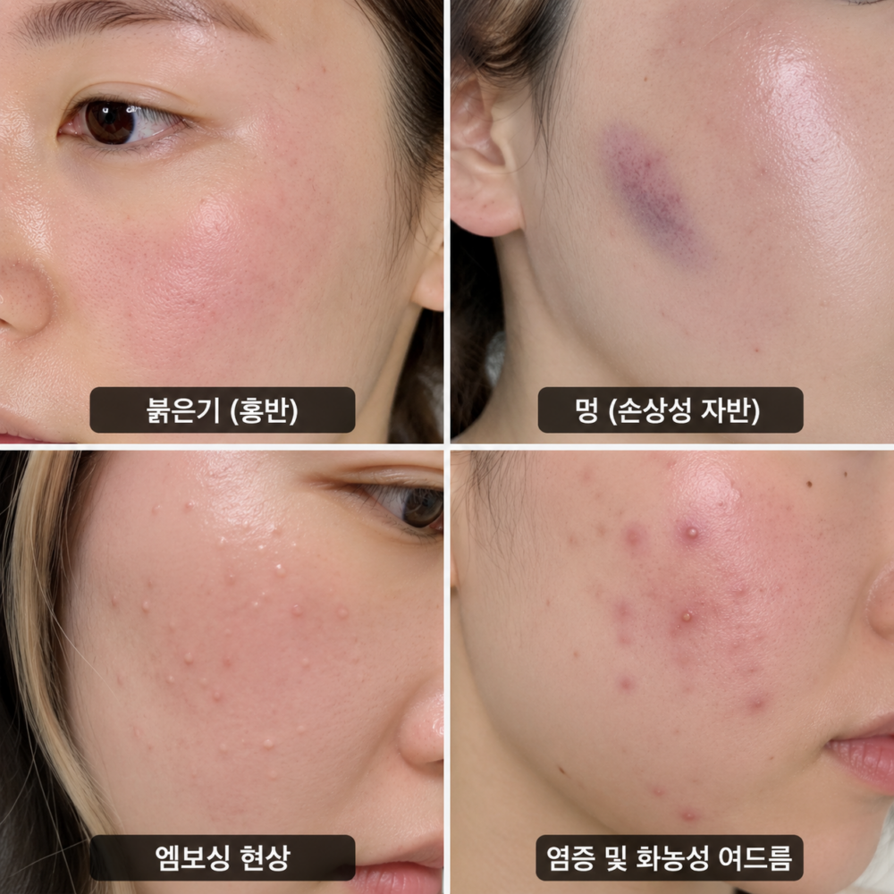리쥬란 힐러 부작용으로 대표적인 사례 4가지를 나타내는 이미지