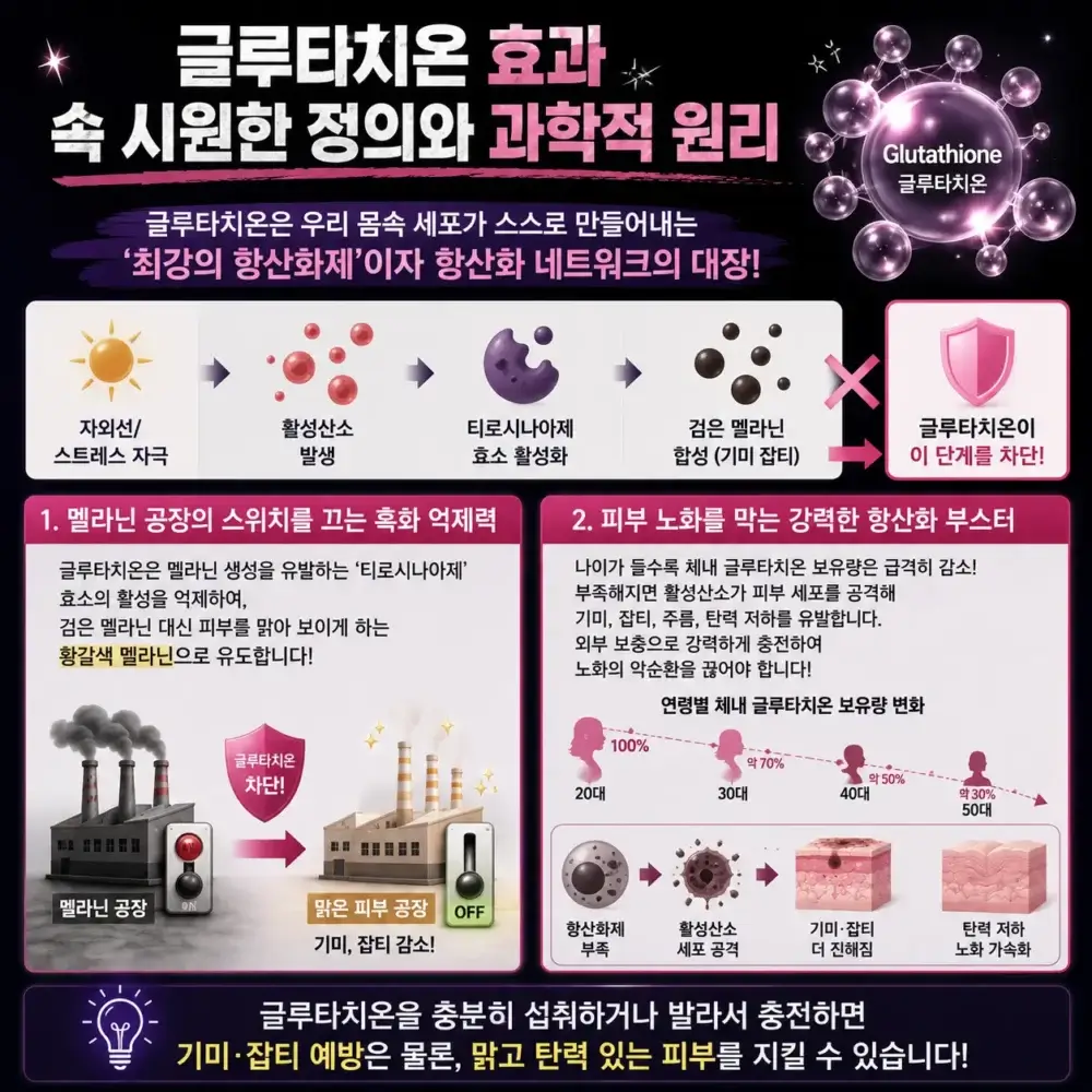 글루타치온 효과, 기미 잡티 예방과 항산화 원리 완벽 정리