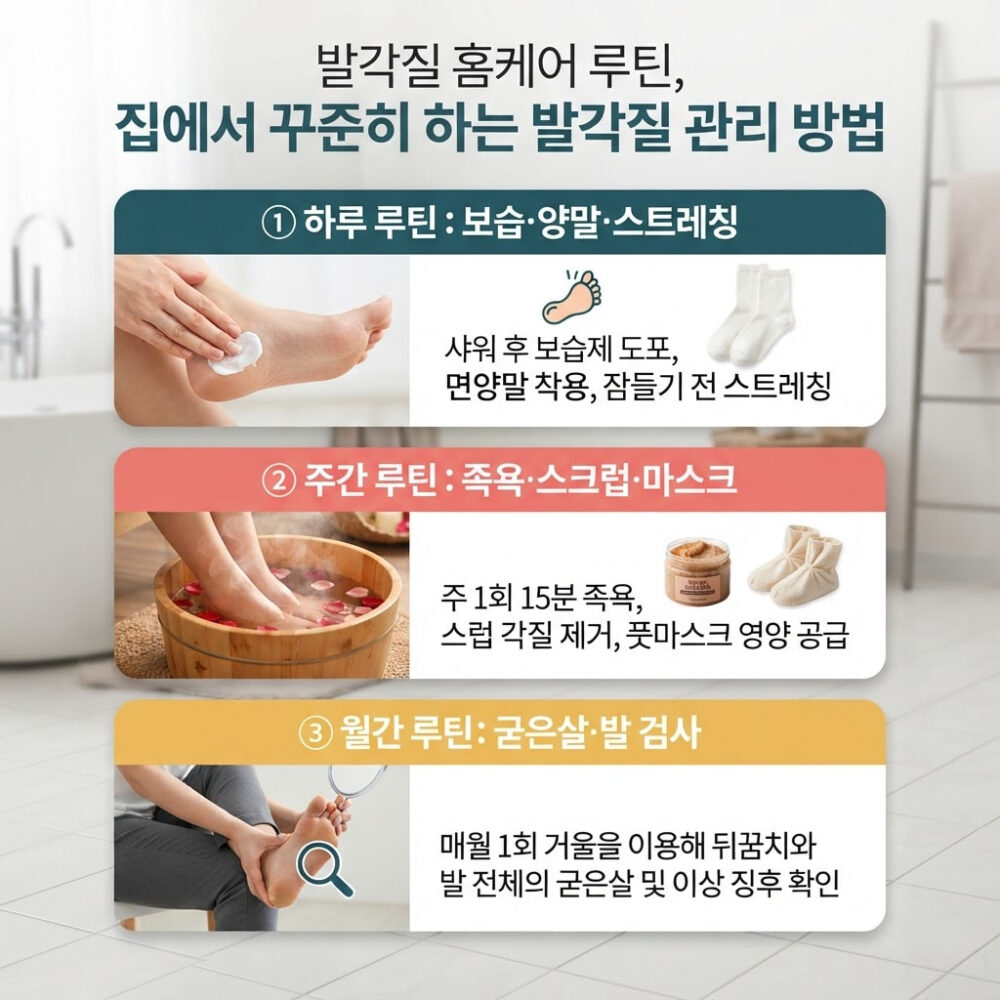 하루, 주간, 월간 단위로 나누어 실천하는 효과적인 발각질 케어 홈케어 루틴