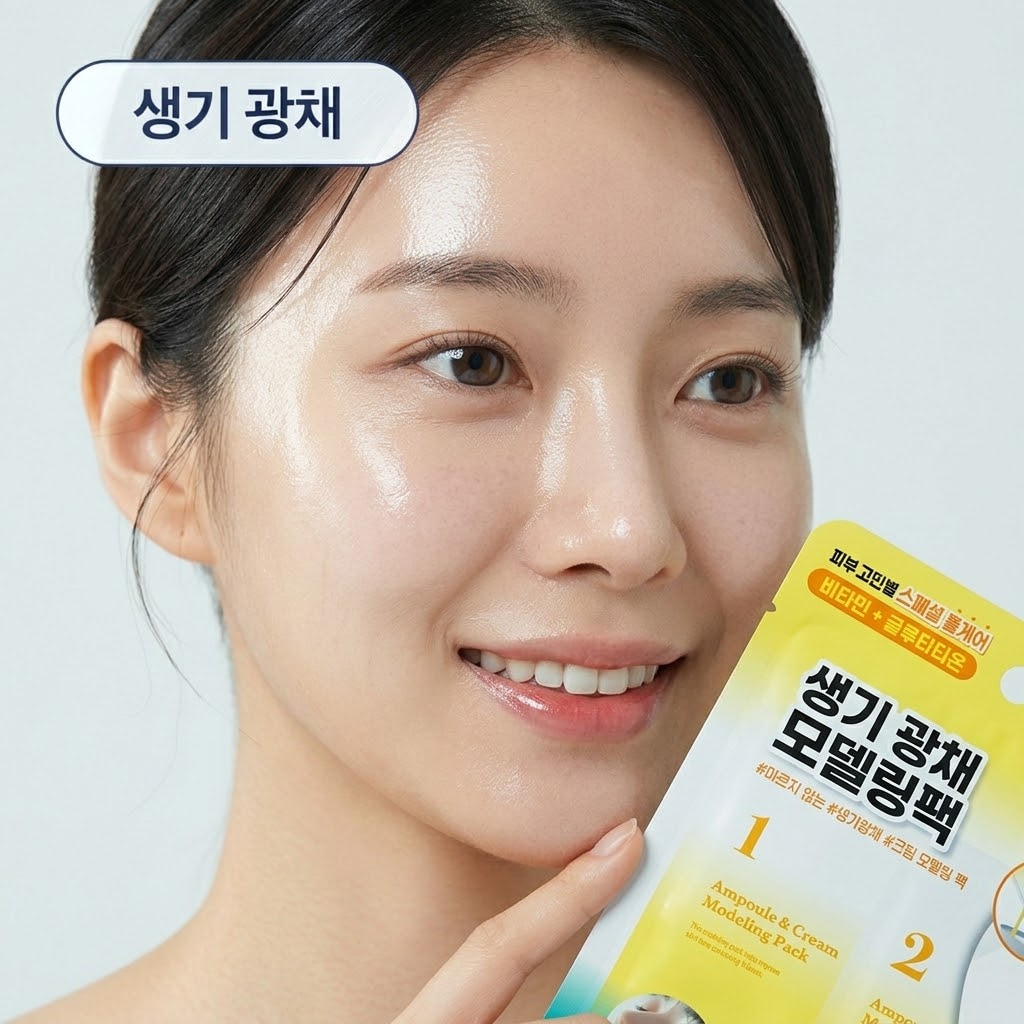 닥터씨피유 생기 광채 모델링 마스크팩 사용 후 에스테틱 관리를 받은 듯 맑고 투명하게 빛나는 깐달걀 피부 광채