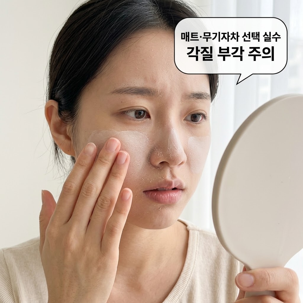 건성 피부가 선크림을 바를 때 화장이 때처럼 밀리는 두꺼운 기초 레이어링의 실수와 올바른 얇은 수분 레이어링 흡수법 비교
