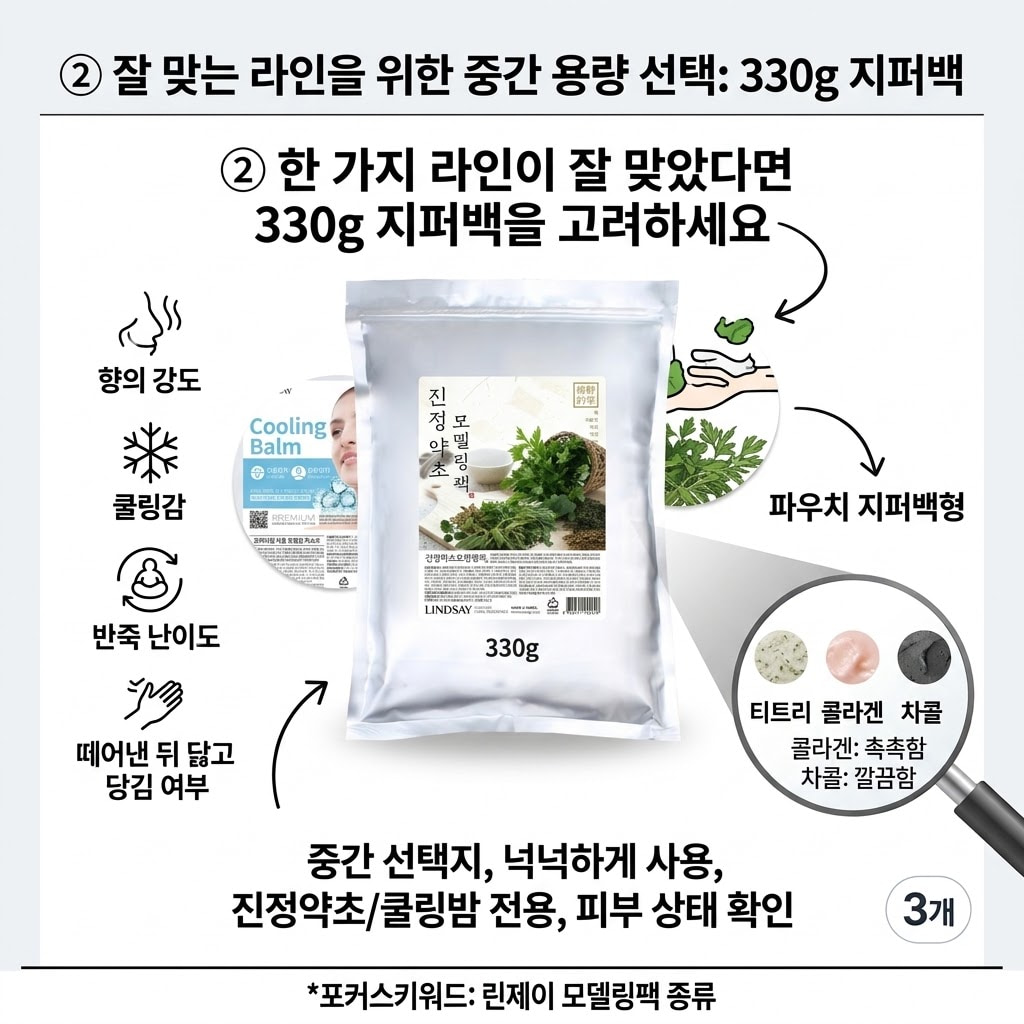 린제이 진정약초 모델링팩 330g 지퍼백으로 만족한 라인을 넉넉하게 사용하기 위한 중간 용량 가이드