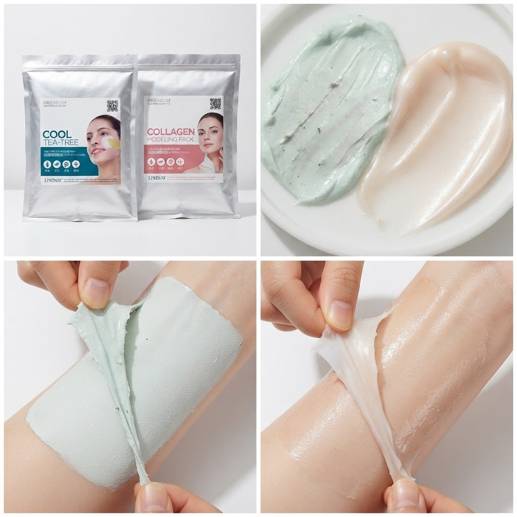 린제이 쿨 티트리 모델링팩을 사용하며 시원하고 산뜻한 느낌을 확인하는 모습