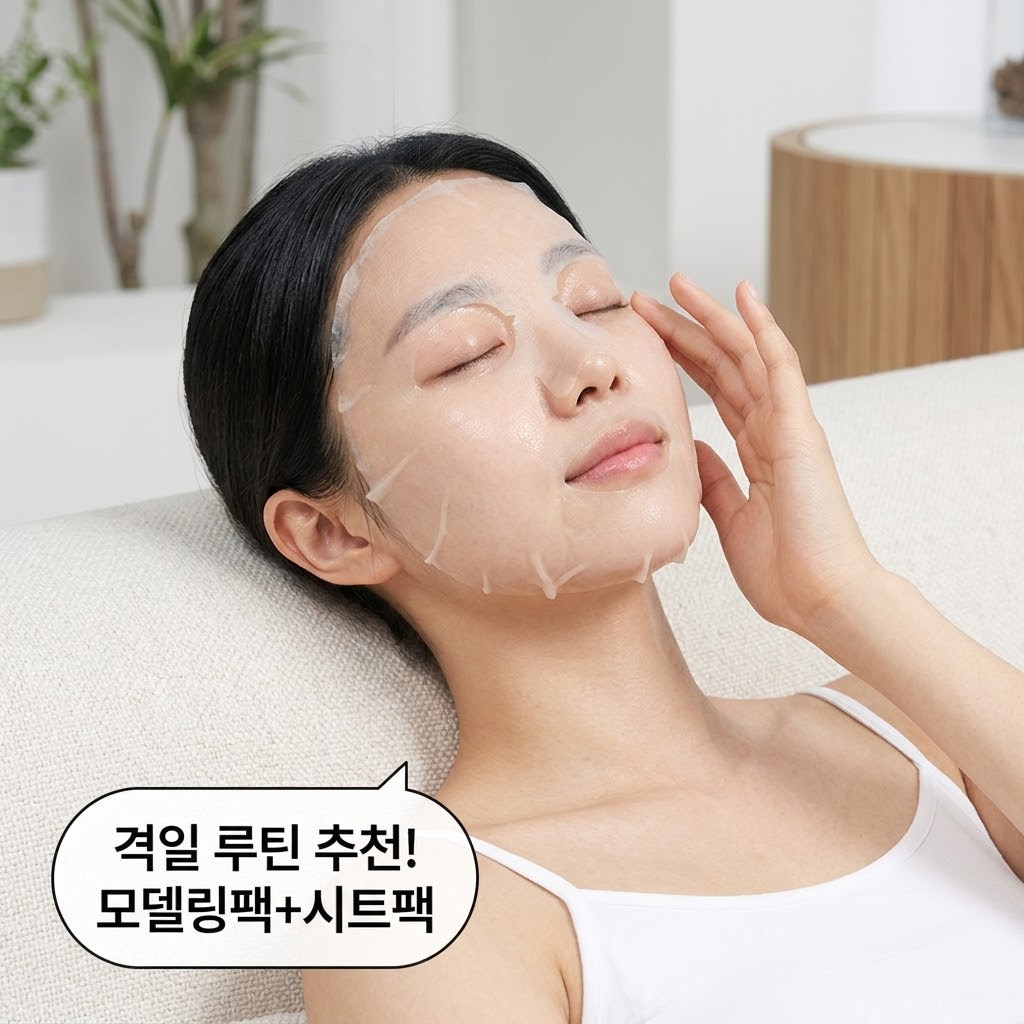 붉어지거나 따가운 피부 자극 신호 발생 시 모델링팩 사용을 중단하고 수분 시트팩이나 진정 앰플과 번갈아 사용하는 스킨케어 격일 루틴