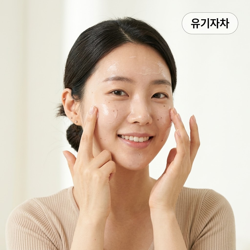 백탁 현상 없이 로션처럼 투명하고 부드럽게 피부에 스며들어 메이크업 전 베이스로 활용하기 좋은 산뜻한 유기자차 제형