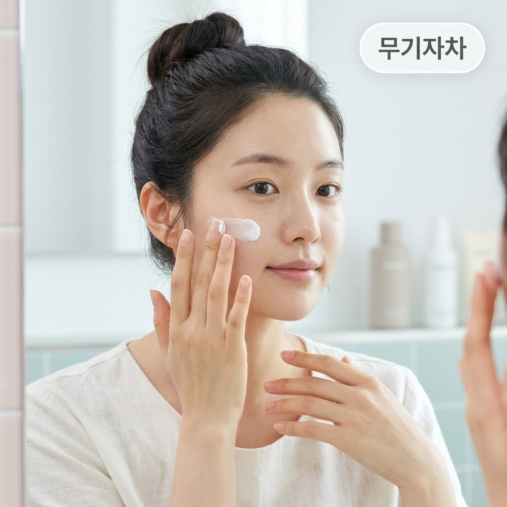 피부에 흡수되지 않고 표면에 얇은 보호막을 씌워 자외선을 거울처럼 물리적으로 튕겨내는 눈 시림 없는 저자극 무기자차 원리