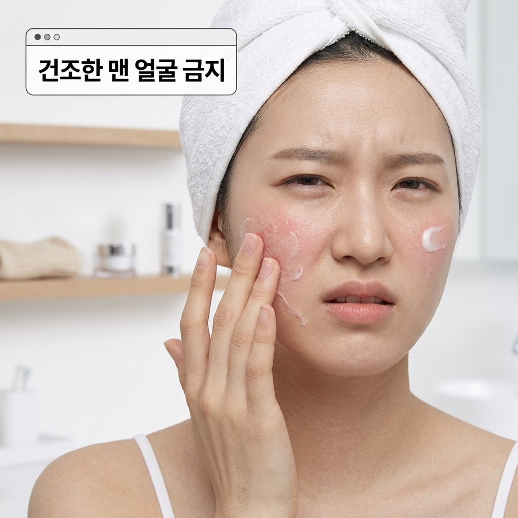 리들샷 부작용을 예방하기 위해 토너로 피부 결을 정돈한 후 사용하는 방법을 설명하는 이미지