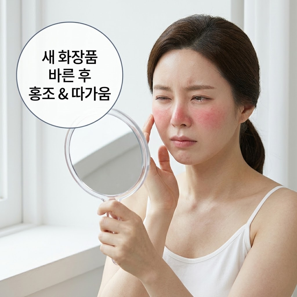 홍조가 있고 장벽이 무너진 민감성 피부에 자극 없이 자외선을 물리적으로 반사하는 징크옥사이드 베이스의 무기자차 선크림