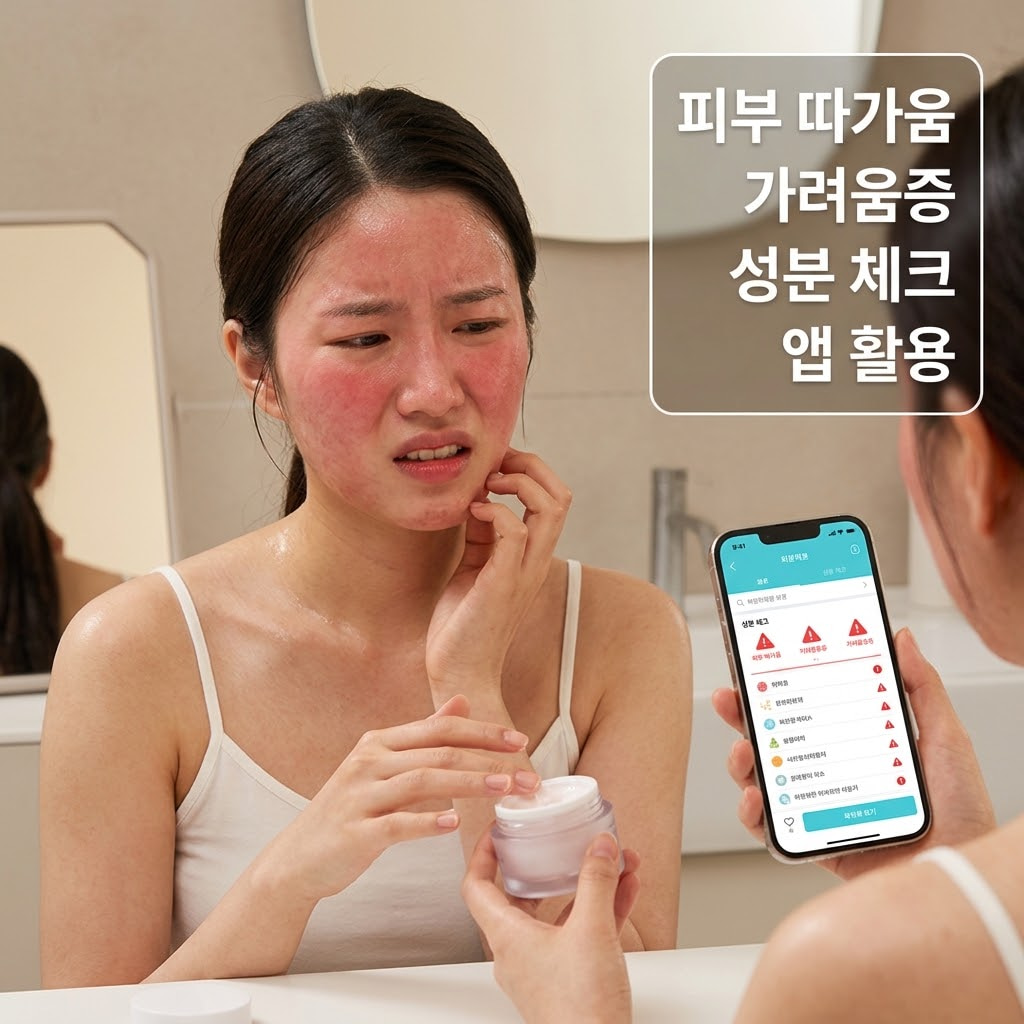 워시오프팩 부작용으로 접촉성 피부염과 따가움 증상이 나타난 민감한 피부
