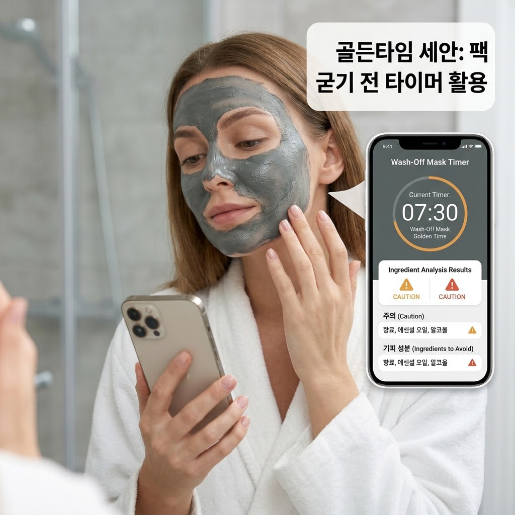 워시오프팩 부작용을 예방하기 위한 적정 사용 시간과 골든타임을 설명하는 이미지