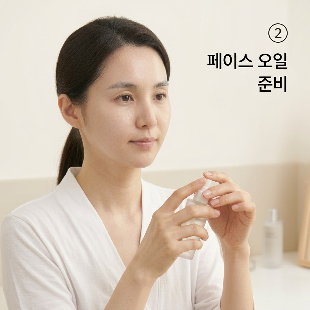 고가 마스크팩 장시간 방치 착각을 방지하기 위해 두 손으로 스마트폰 타이머를 확인하며 표기된 권장 시간에 맞춰 팩을 떼어낼 준비를 하는 모습.
