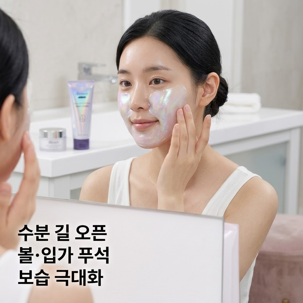 건성 필오프팩 추천 딘시 오로라 광채팩. 건성 피부 홈케어를 위해 수분 크림 조합으로 보습 영양을 듬뿍 충전하는 촉촉 스킨케어 루틴.