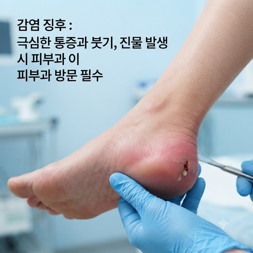 발각질 2차 감염 발뒤꿈치 피 출혈 징후 피부과 치료 확인