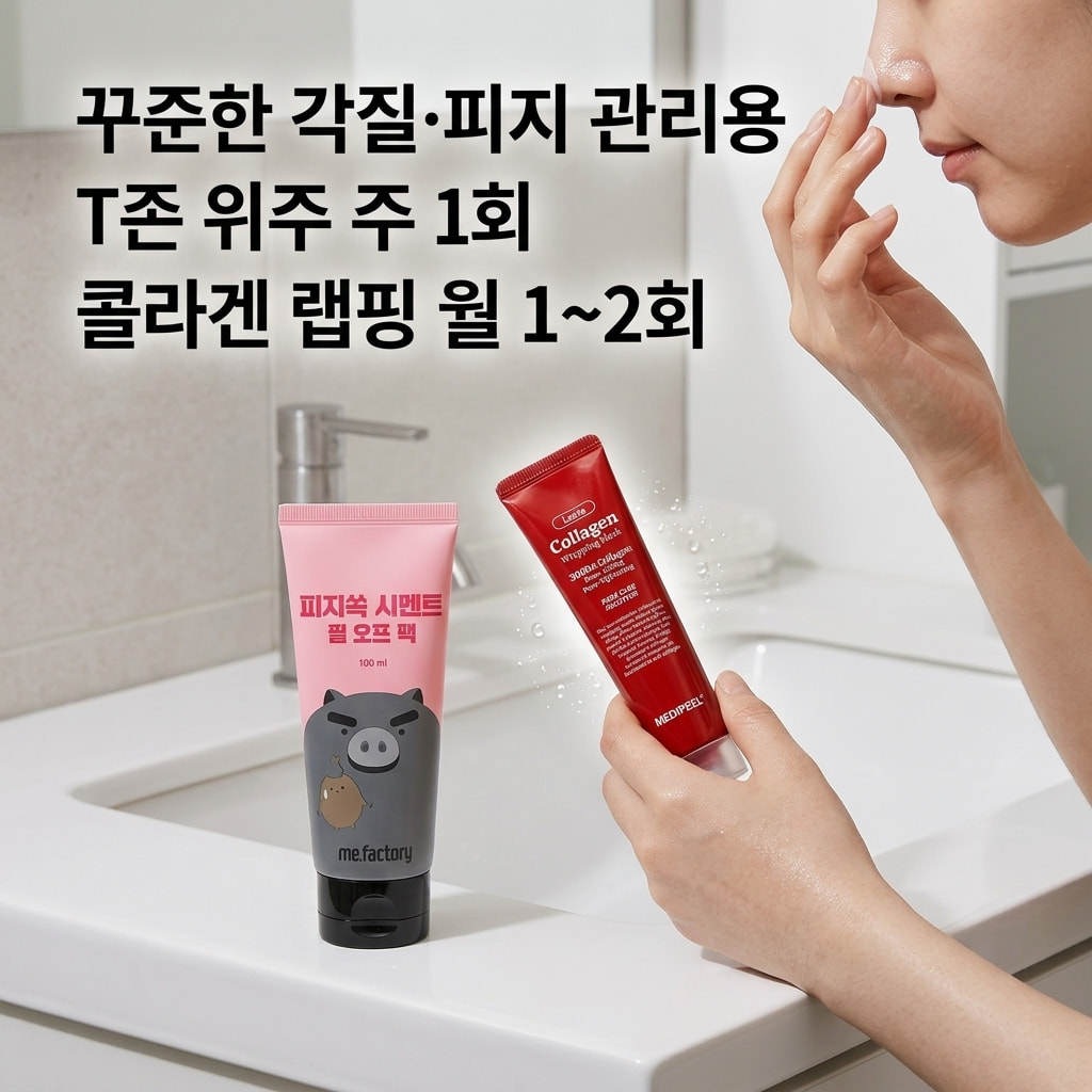 피지 각질 관리 T존 필오프팩 루틴 대용량 실리콘 브러시 사용법